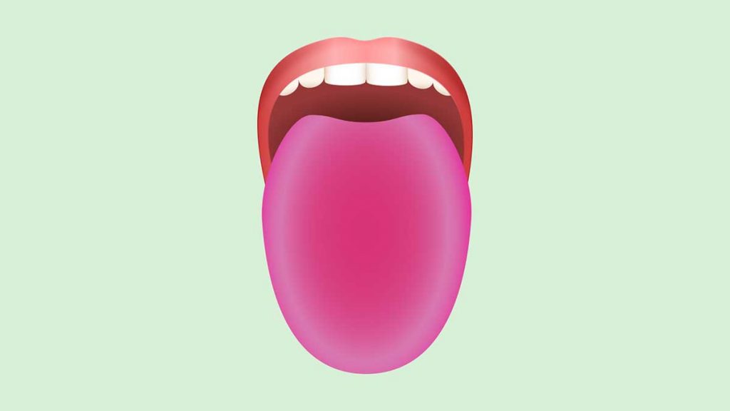 Illustration of a person sticking out a pink tongue