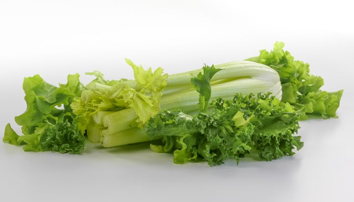 Cut celery and lettuce