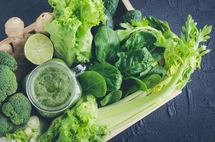 Leafy green vegetables for a smoothie 