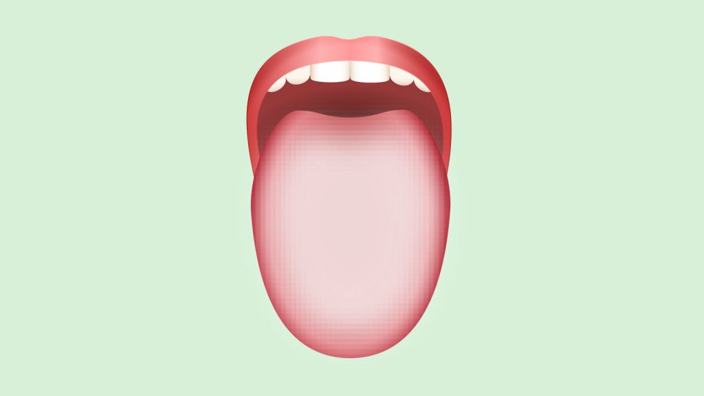 Illustration of a person sticking out a pale tongue